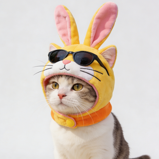 Easter Bunny Cat Hat | Cute Yellow Bunny Ears Pet Costume for Cats & Small Dogs